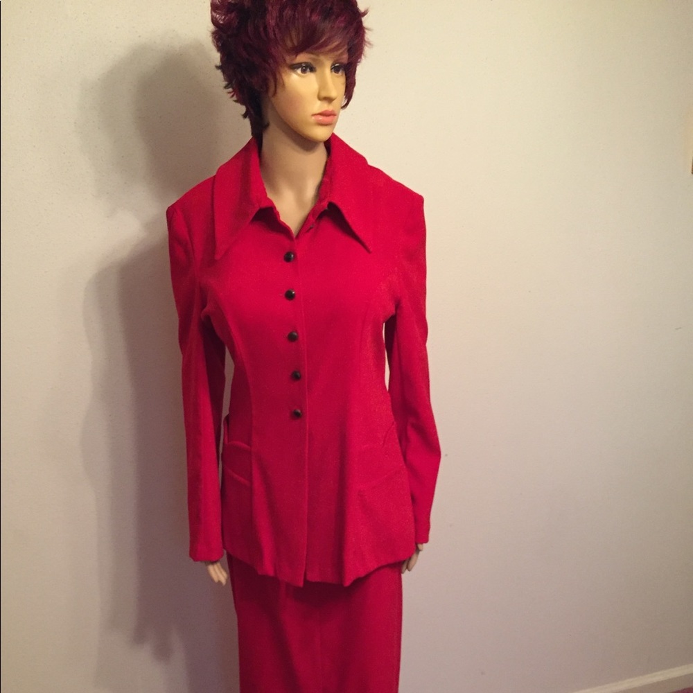 Red Suede Maxi Suit
